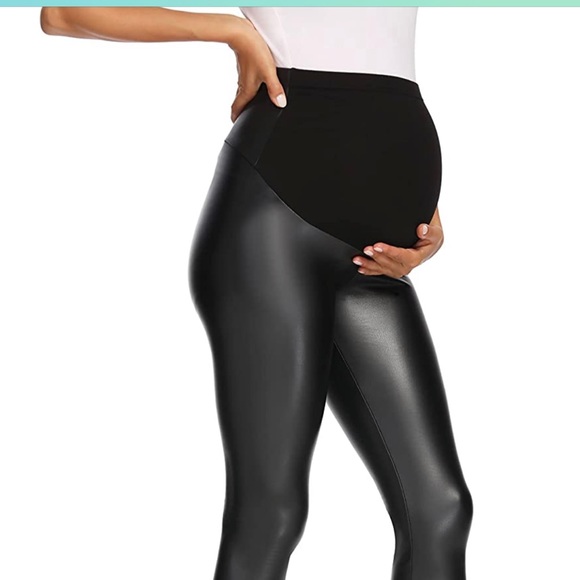 Amazon Pants - V VOCNI Faux Leather Maternity Leggings